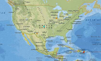 Mapa de los sismos ocurridos en Estados Unidos y el Caribe en las últimas 24 horas