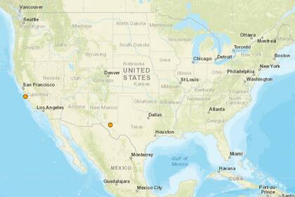 Mapa de los temblores que se registraron en América del Norte y el Caribe el 11 de enero