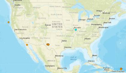 Mapa de los temblores que se registraron en América del Norte y el Caribe el 18 de diciembre