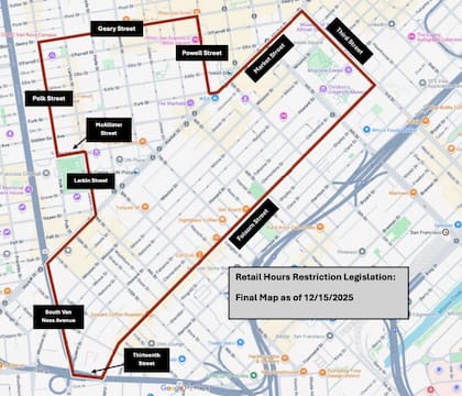 Mapa del área de expansión del plan de toque de queda a minorista