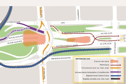 Mapa del corte, circulación y accesos