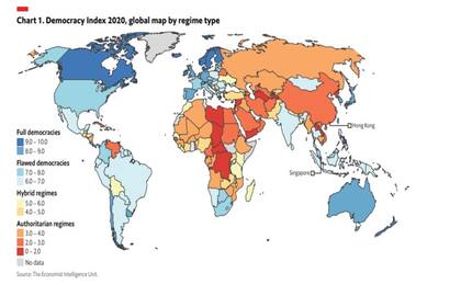 Mapa del Índice de Democracia 2020