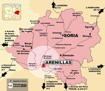 Mapa geográfico de la región de Soria