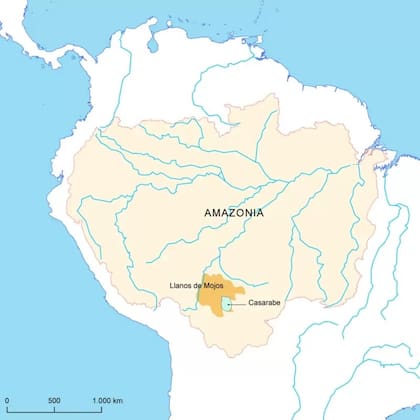 Mapa que muestra la sabana de los Llanos de Mojos y el área de la cultura Casarabe (Foto: H PRÜMERS/DEUTSCHES ARCHÄOLOGISCHES INSTITUT)