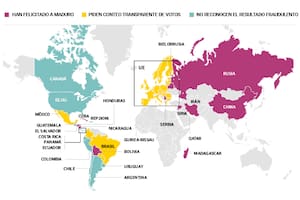 Mapas de países que se posicionaron frente a las elecciones de Venezuela.