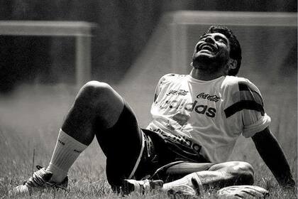 Un momento de distensión durante un entrenamiento en Ezeiza. "Siempre tenía un entorno que lo rodeaba", recuerda Jorge Quiroga