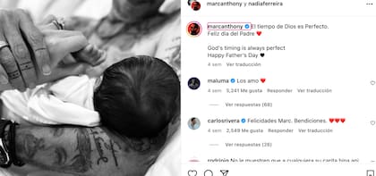 Marc Anthony y Nadia Ferreira anuncian el nacimiento de su hijo