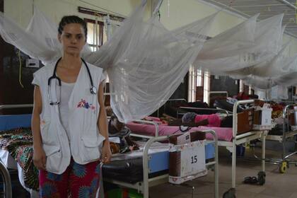 Marcela en un hospital de Sierra Leona