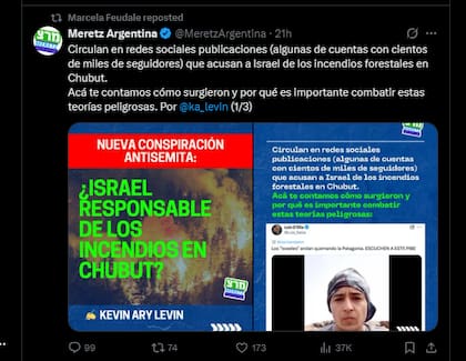 Marcela Feudale reposteó la publicación de Meretz Argentina
