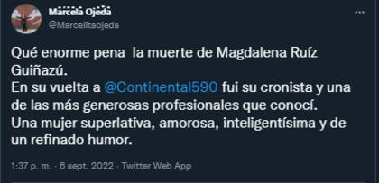 Marcela Ojeda también se despidió de Magdalena (Foto: Twitter @marcelitaojeda)