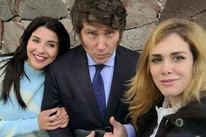 Marcela Pagano, Javier Milei y Lilia Lemoine, antes de la pelea.