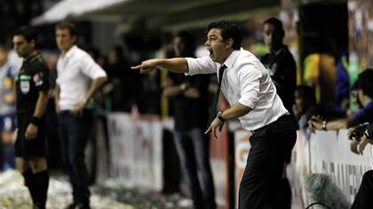 Marcelo Gallardo durante un superclasico en la Bombonera en noviembre 2014