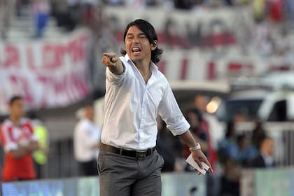 Marcelo Gallardo en 2014, ya ahí empezó a festejar como DT de River en el ámbito internacional ante Boca con la Sudamericana