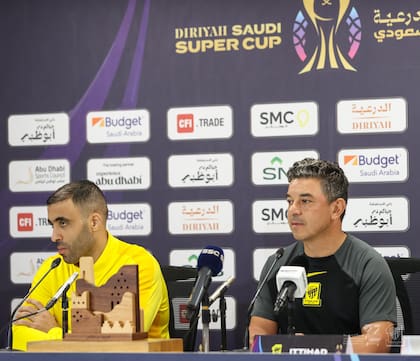 Marcelo Gallardo, en una de las conferencias de prensa con Al Ittihad