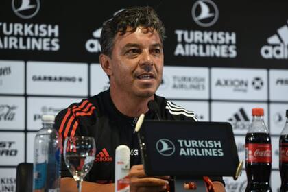 Marcelo Gallardo, entrenador de River, durante la conferencia de prensa antes del partido contra Racing, por la Supercopa Argentina, que se jugará este jueves en Santiago del Estero.