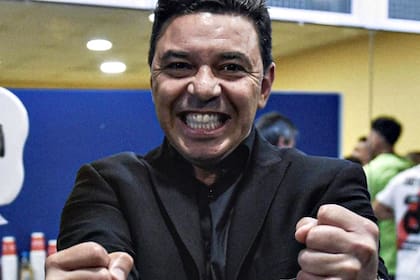 Marcelo Gallardo festeja en el vestuario