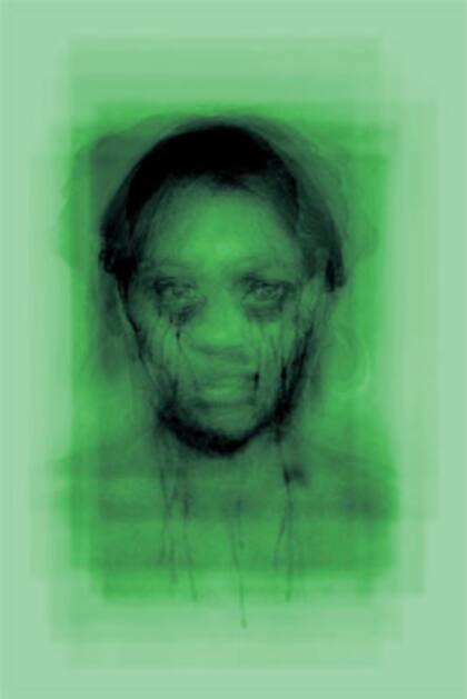 Obra de Marcelo Grosman, Femenino 26-31 # 1, 2009, de la serie "Guilty!", identikits apócrifos