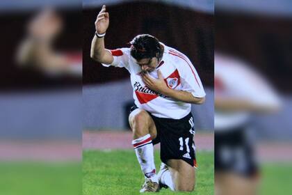 Marcelo Sala tenía un particular festejo (Foto Twitter @RiverLPM)