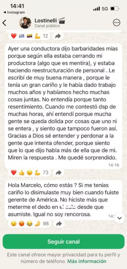 Marcelo Tinelli compartió el mensaje que le envió Florencia de la V (Foto: Captura X/@AngeldebritoOk)