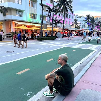 Marcelo Weigandt disfrutando de las calles de Miami Beach, durante uno de sus tiempos libres