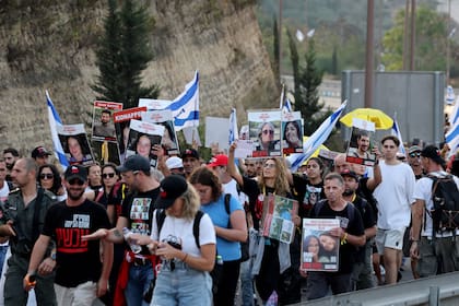 Marcha de familiares de los rehenes en Israel