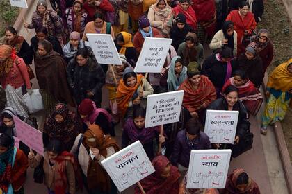 Marcha de mujeres en Nueva Delhi, en reclamo por más seguridad en el transporte