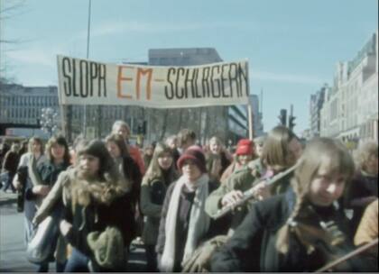 Marcha de protesta contra ABBA en Estocolmo, el 21 de marzo de 1975