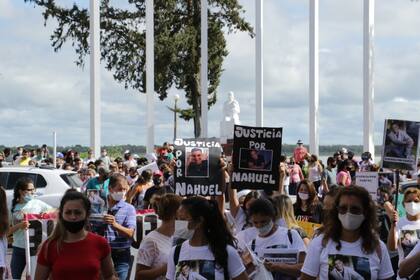 Marcha para pedir justicia por Nahuel Pedemonte, baleado por Cirilo Comisario, policía retirado y vecino suyo, en el barrio Molina Punta, de Corrientes