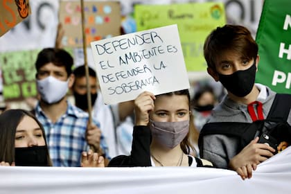 Marcha por el clima en la Plaza de Mayo, Buenos Aires, Argentina