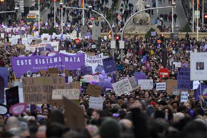 Marcha por el Día Internacional de la Mujer, en Madrid