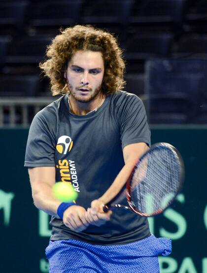 Marco Trungelliti, en 2016, durante uno de los entrenamientos como sparring del equipo argentino campeón de Copa Davis.