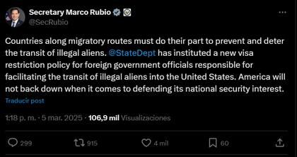 Marco Rubio anuncia nuevas restricciones de visas