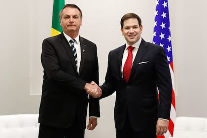 Marco Rubio y Jair Bolsonaro en una reunión en 2018