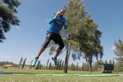 Marcos Díaz y su primer entrenamiento en Boca