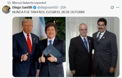Marcos Galperin reposteó una publicación de Diego Santilli (Fuente: @diegosantilli)