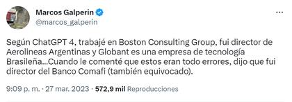 Marcos Galperin usó Chat GPT 4 y su resultado lo desconcertó