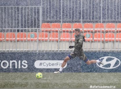 Marcos Llorente, entrenando bajo una fuerte nevada. Crédito: Instagram