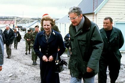 Margaret Thatcher, durante una visita a las islas Malvinas en 1983