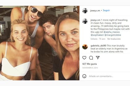 Margot Robbie junto a McNamara, en una foto de Instagram del productor, que se llenó de comentarios negativos tras lo sucedido en nuestro país