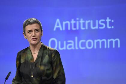 Margrethe Vestager, comisaria de la competencia de la Unión Europea, durante el anuncio