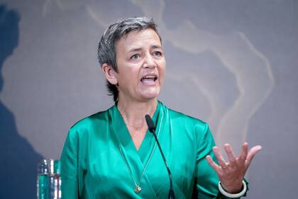 Margrethe Vestager, comisaria europea de la competencia, durante la Conferencia de Embajadores de Alemania