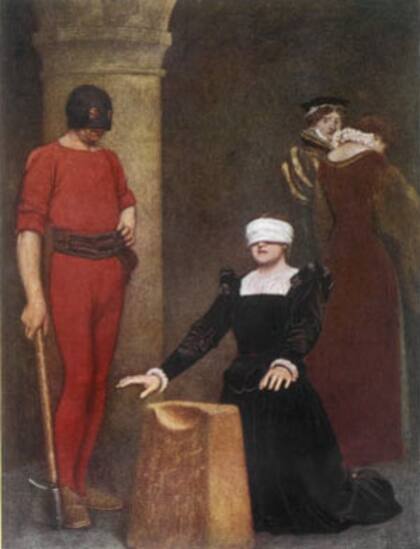 María a punto de ser ejecutada en el Castillo de Fotheringay