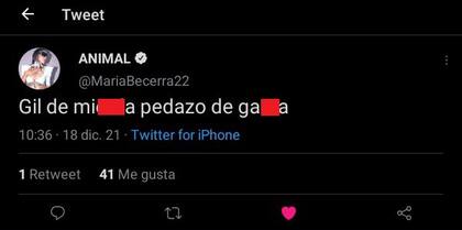 María Becerra, furiosa en Twitter