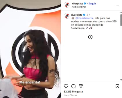 María Becerra se mostró muy contenta con su camiseta de River