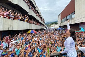 Maria Corina Machado en un acto en Valera el sábado