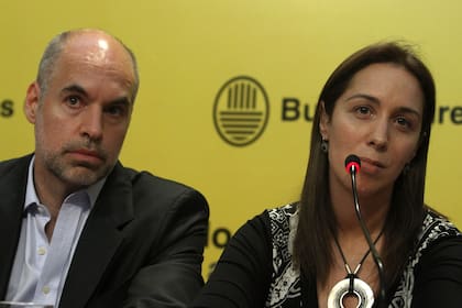 María Eugenia Vidal, flamante vicejefa de Gobierno porteño, junto al jefe de Gabinete, Horacio Rodríguez Larreta, el 22 de diciembre de 2011