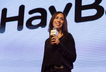 María Eugenia Vidal esta noche en el búnker de Cambiemos en Costa Salguero