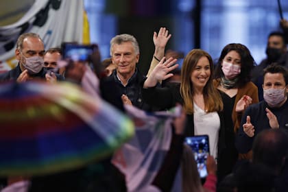 María Eugenia Vidal junto a Mauricio Macri y los candidatos de Juntos por el Cambio en La Rural