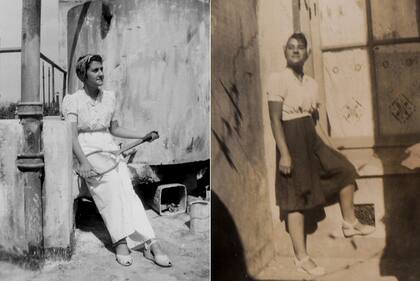 María Felisa Vega, en la terraza y en el patio, circa 1943