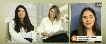 Maria Fernanda Bonesso (Agrojusto), Carla Quiroga (LA NACION) y Mariana Vasconcelos (Agrosmart)